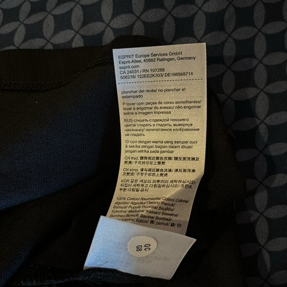 Espirit Black floral pocket detail crewneck unisex T-shirt Sz XL - Picture 7 of 13